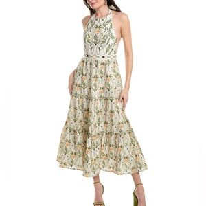 NWT Agua by Agua Bendita Consuelo Lunar Linen Maxi Dress Size Small